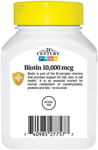 21st Century Biotin Tablets, 10,000 mcg,2 Count
