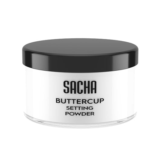 Sacha BUTTERCUP No Color Setting Powder. No Ashy Flashback. Blurs Fine Lines and Pores. Loose, Translucent Face Powder to Set Makeup Foundation or Concealer. For All Skin Tones, 1.75 oz.