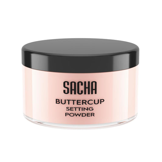 Sacha BUTTERCUP Rosé Setting Powder. No Ashy Flashback. Blurs Fine Lines and Pores. Loose, Translucent Face Powder to Set Makeup Foundation or Concealer. For All Skin Tones, 1.75 oz.