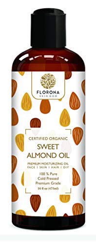 FLORONA Sweet Almond Oil USDA Organic - 16 fl oz for Hair Care, Skin Care, Aromatherapy, Soap Making, Massage