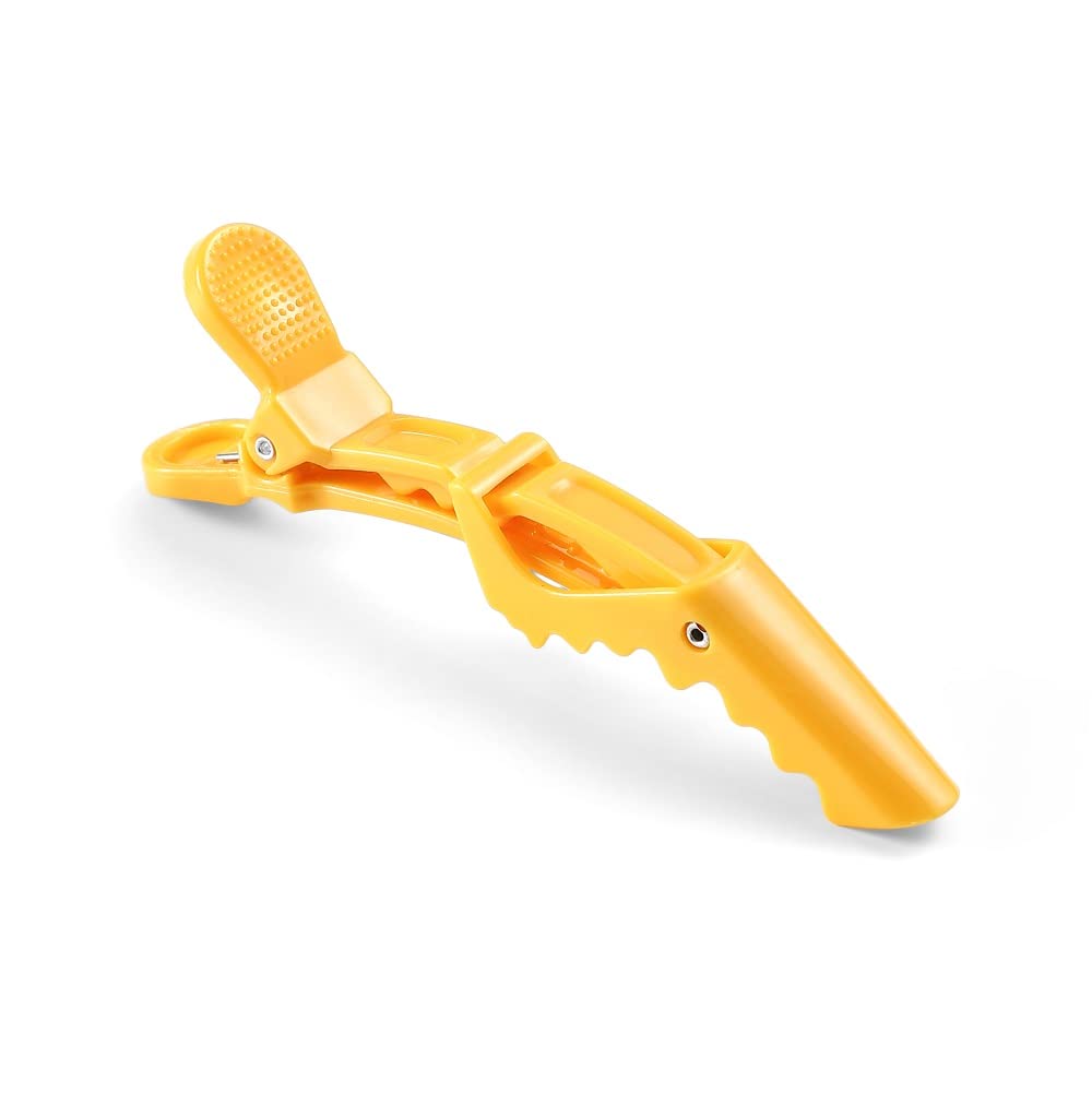 10pcs/set Multicolor Croc Clips Transparent Plastic Hairdresser Clips Hair Styling Sectioning Barrettes Professional Non Slip Alligator Clips Salon DIY Accessories Hairpins (10pcs-Yellow)