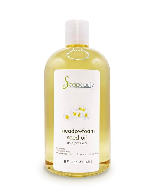 Soapeauty MEADOWFOAM SEED OIL Cold Pressed Unrefined | 100% Pure Natural Meadowfoam Seed Oil for Face & Hair | Moisturizer for Skin, Promotes Hair Growth, Balms | 16 fl oz