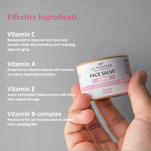 J&L Naturals Sustainable Face Salve Moisturizer for Combination Skin & Oily Skin | Organic Ingredients, 100% Natural | Cruelty Free, Vegan, Paraben Free (1-Pack) (Shine, 1.5 Oz (Pack of 2))