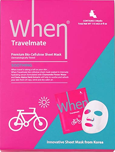 When Refreshing Travelmate Premium Bio-Cellulose Facial Sheet Mask (5 Pack)