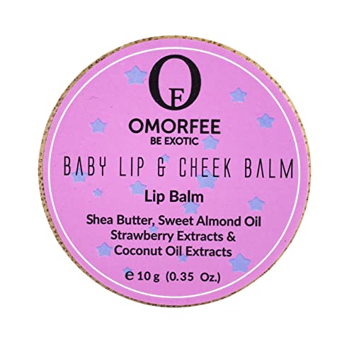 Omorfee 100% Organic Baby Lip & Cheek Balm For Dry Chapped Lips & Cheeks Natural Moisturizing Treatment For Newborn, Infants, Toddlers & Early Childhood | Made With Nourishing Ingredients, 10g/0.35Oz
