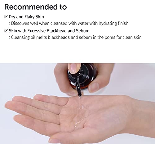 [DearKlairs] Gentle Black Cleansing Oil 5.07 Oz | Composed of natural Vegan. Bean, Sesame, Black Currant Seed oil for gentle, non-irritating cleanser for sensitive skin