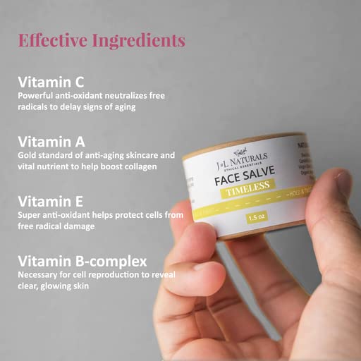 J&L Naturals Sustainable Face Salve Moisturizer for Combination Skin & Oily Skin | Organic Ingredients, 100% Natural | Cruelty Free, Vegan, Paraben Free (1-Pack) (Timeless, 1.5 Oz (Pack of 5))