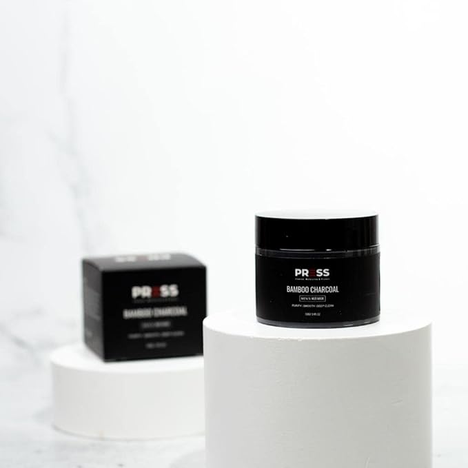 PRESS SKINCARE Bamboo Charcoal Face Mask| Mud Masks for Face | Face Masks Skincare for Men | Exfoliator, Pore Cleansing & Anti Aging Hydrating Face Masks Skin care |3.4 FL. OZ