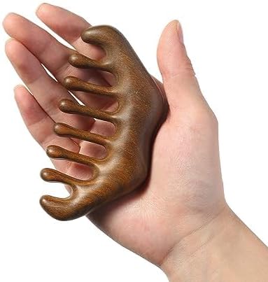 MIUPOO Wood Hair Comb, Hill Shape, 3.9 x 2 inches, 100% Natural Green Wood, Wide Tooth, Anti-Static, Smooth, Seamless, Lightweight, Portable, Hair Care, Scalp Massage, Hair Growth, Gift Package