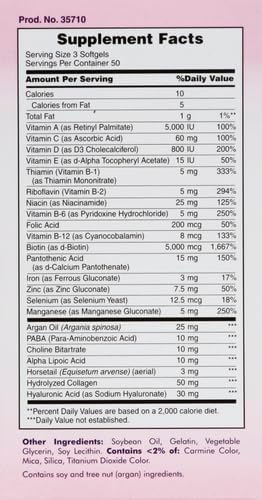 Nature's Bounty Advanced Hair, Skin & Nails, Argan-Infused Vitamin Supplement with Biotin and Hyaluronic Acid, 150 Rapid Release Softgels (Pack of 2)