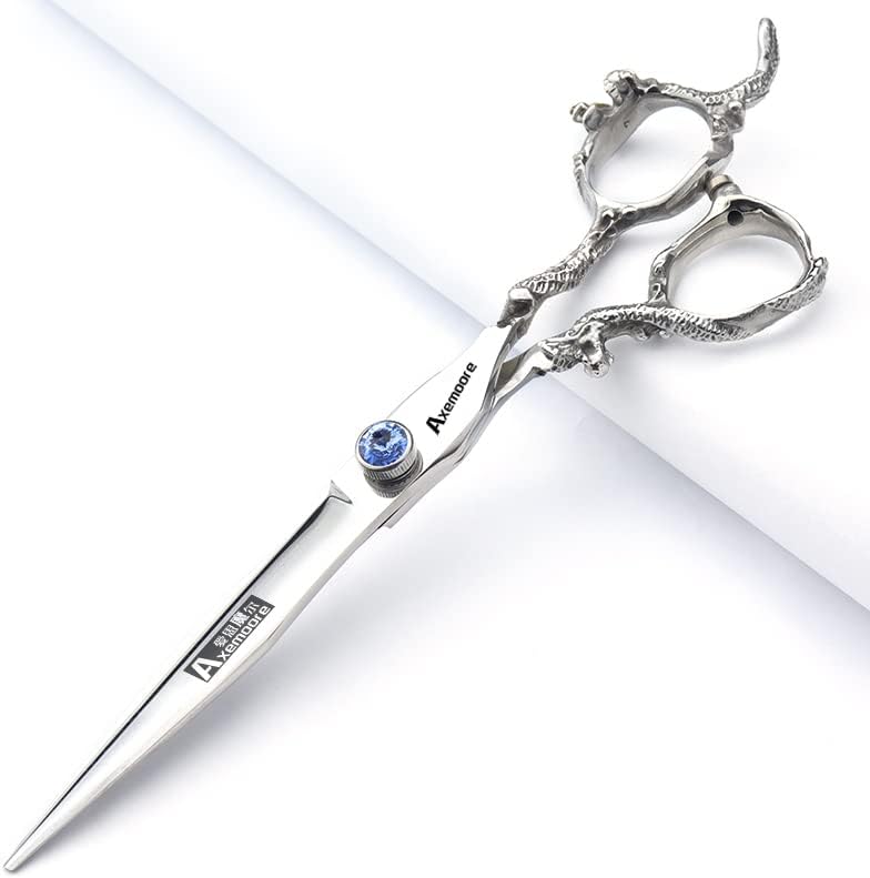 6/7/7.5/8/9 inch scissors silver professional hairdresser hair cut and trim diluted sharp 440C steel (6-inch flat shear)