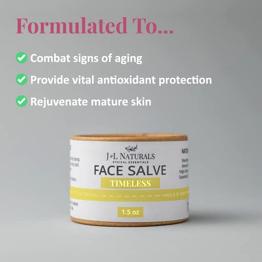 J&L Naturals Sustainable Face Salve Moisturizer for Combination Skin & Oily Skin | Organic Ingredients, 100% Natural | Cruelty Free, Vegan, Paraben Free (1-Pack) (Timeless, 1.5 Oz (Pack of 5))