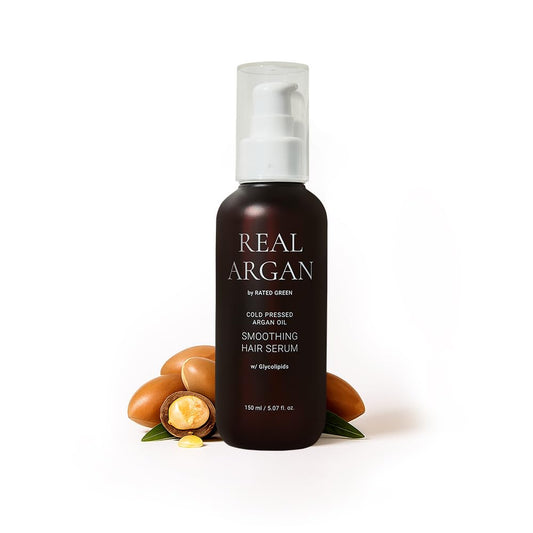 RATED GREEN Real Argan Cold Press Argan Oil Smoothing Hair Serum with Glycolipids | Organic Argan Oil | deep hydration and frizz control for dry, dull, frizzy hair | Korean Vegan Formula | 5.07 fl oz