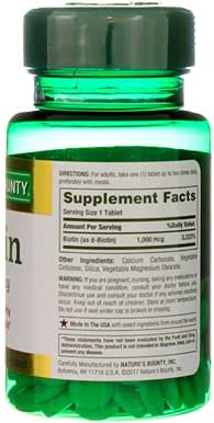 Nature's Bounty Biotin 1000 mcg Tablets, Strawberry, 100 Count, Pack of 3