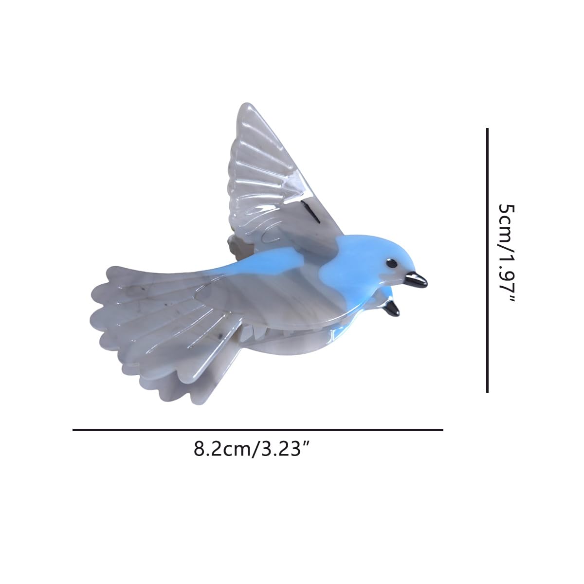 Cute Grey Hummingbird Hair Clip,Acetate Hair Clip,Big Claw Clip for Women,Funny Hair Claw Clip