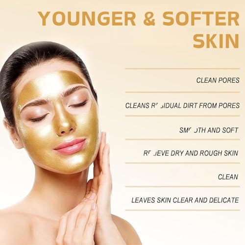 2pcs Gold Foil Peel-Off Mask,98.4% Gold Facial Mask, Gold Peel Off Face Mask, Gold Face Mask for Moisturizing
