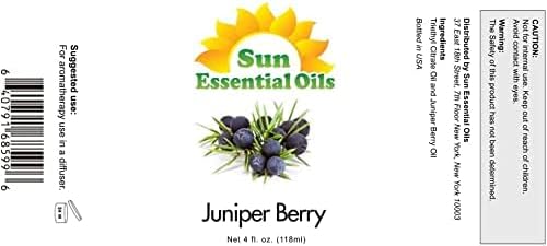 Sun Essential Oils 4oz Juniper Berry Essential Oil – Aromatherapy Oil for Candle Use (4 Fluid Ounces)