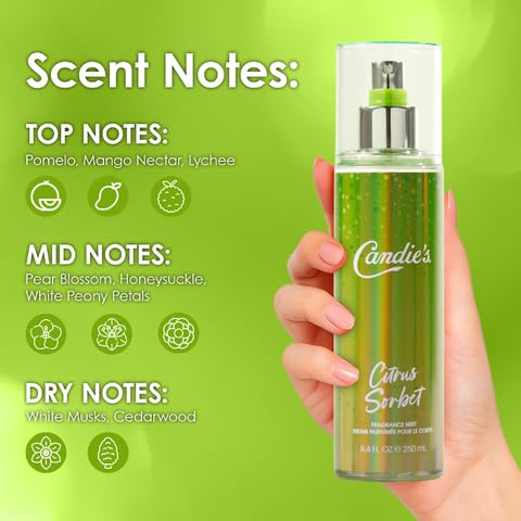 CANDIE'S Citrus Sorbet Fragrance Mist - Sweet, Long-Lasting Perfume for Women, Luxurious All-Day Freshness, Ideal Body Cologne for Ladies, Feminine Scent, Lasts All Day, Must-Have Fragrance, 8.4 fl oz