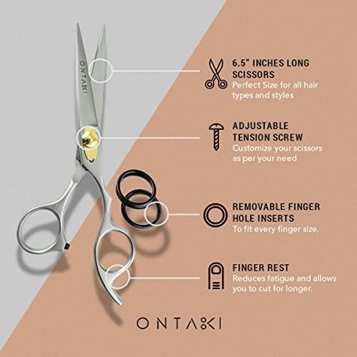 ONTAKI Hair Cutting Scissors - 6.5" Japanese Steel Hair Shears for Beard & Mustache - Hand-Forged Tool for Barbers - Men & Women - Haircut Scissors