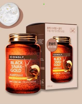 CONSLY_Black Snail Mucus- Serum, Anti-Wrinkle, Nourishing Essence, Toner, and Serum for Face, Neck, and Décolleté, Hydrating and Revitalizing, 250ml