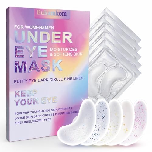 Collagen Eye Mask Patches, Used to Fade Eye Patches for Puffy Eyes and Dark Circles,Under Eye Patches,Tighten and Moisturize,Hyaluronic Eye Patches Transparent Glitter Eye Masks (20 pairs)