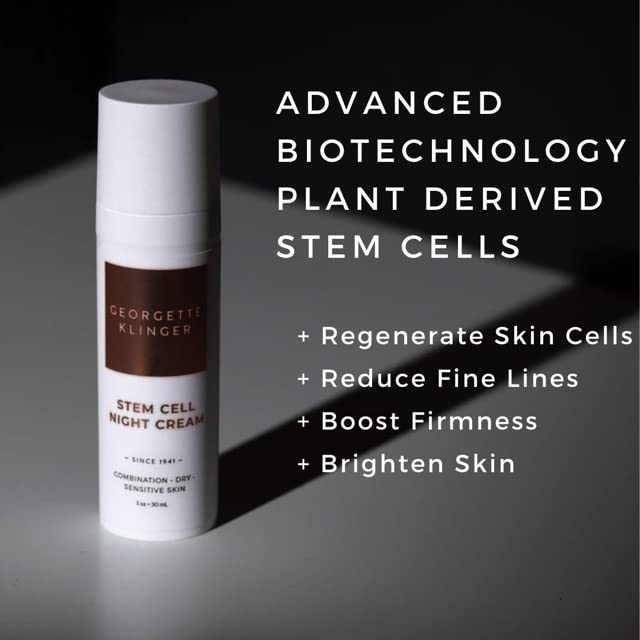 Georgette Klinger Stem Cell Night Cream - Overnight Face Cream Moisturizer for Anti-Aging, Fine Lines and Wrinkles - With Hydrating Hyaluronic Acid & Vitamin E - 1 oz