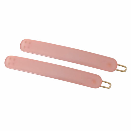 French Amie Rounded Oblong 2.5" Cellulose Side Hair Clips (Set of 2) – Handmade French Tige Boule Slide in Pink Barrettes for Girls & Women – Blush Pink