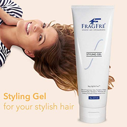 Styling Gel Fragrance Free 8 oz Medium Hold - Hair Styling Gel for Sensitive Skin - Hypoallergenic Parabens Free - Gluten Free Vegan Cruelty Free - for Men Women and Children