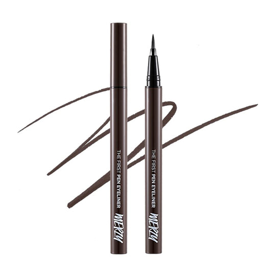 MERZY The First Pen Liquid Eyeliner – Waterproof, Smudge-Resistant, High-Pigment Brush Tip Eyeliner – Long-Lasting Precision | (P2, Dark Brown, Brownie)