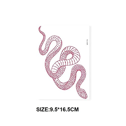3 Sheets Yeahgoshopping Realistic Big Size Red Snake Waterproof Temporary Tattoo Stickers For Women Men Body Art Waist Decals Fake Tattoo