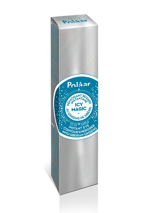 Polåar - Icy Magic Instant Eye Contour Energiser with Siberian Ginseng - Anti-Dark Circles & Puffiness- Decongesting Icy Ball - Fragrance-Free - 92% Natural, Vegan, Cruelty Free, Made in France - 0.4