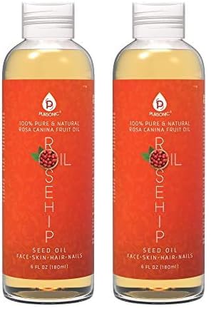 Pursonic Rosehip Oil for Face, Nails, Hair and Skin, 6 Ounce (Pack of 2)