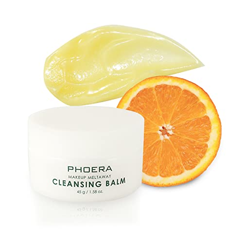 Phoera Makeup Remover Cleansing Balm with Sweet Orange Essential Oil Makeup Meltaway Cleansing Balm (45g Balm)