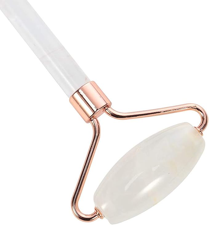 C CRYSTAL LEMON White Natural Face Roller, Jade Gua Sha Sculptor for Aging Wrinkles and Puffiness - Natural White Facial Roller Guasha Tool - Premium Jade Face Roller Cold Roller for Face