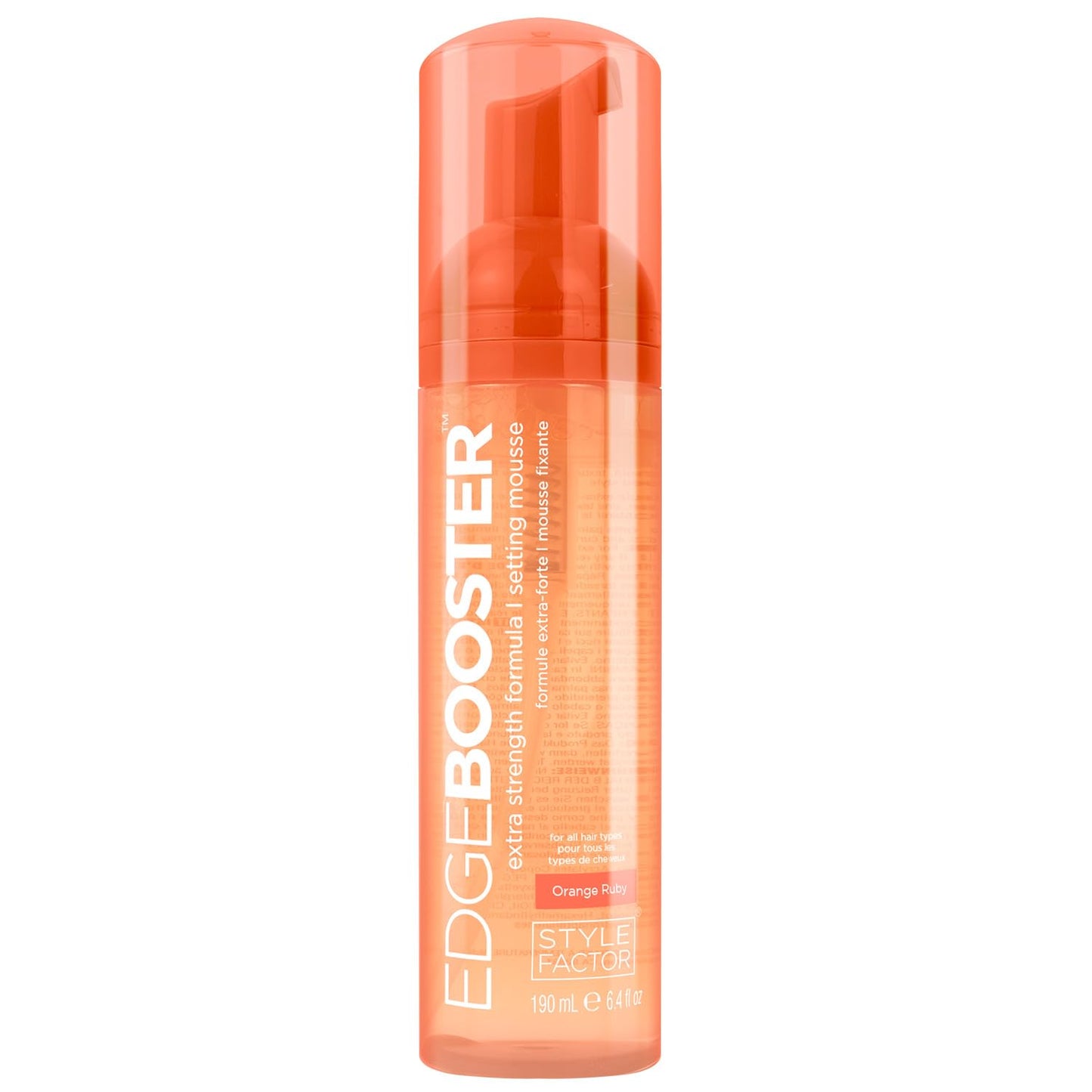 Style Factor EDGE BOOSTER Extra Strength Setting Mousse – Frizz Control, Extra Volume, and Conditioning – 6.4oz Orange Ruby Mousse for Curly Hair