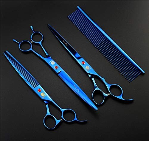 Purple Dragon 8.0 inch Dog Hair Cutting, Curved and Thinning Scissors Shear Pet Grooming Tool Kit