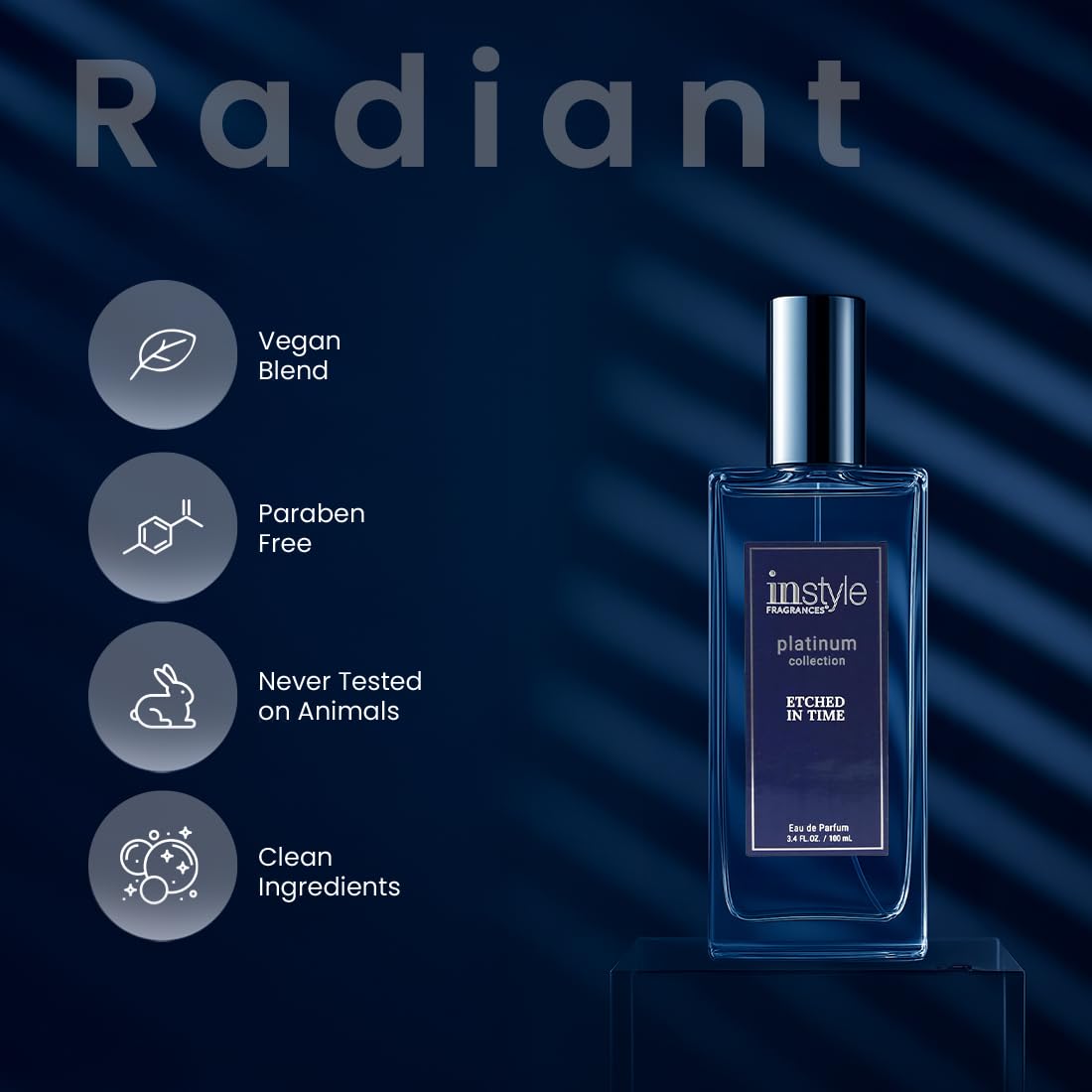 Instyle Fragrances Platinum Collection Etched in Time, Premium Unisex Eau de Parfum, CLEAN, Vegan, Paraben-Free, Never Tested on Animals, 3.4 Fluid Ounces