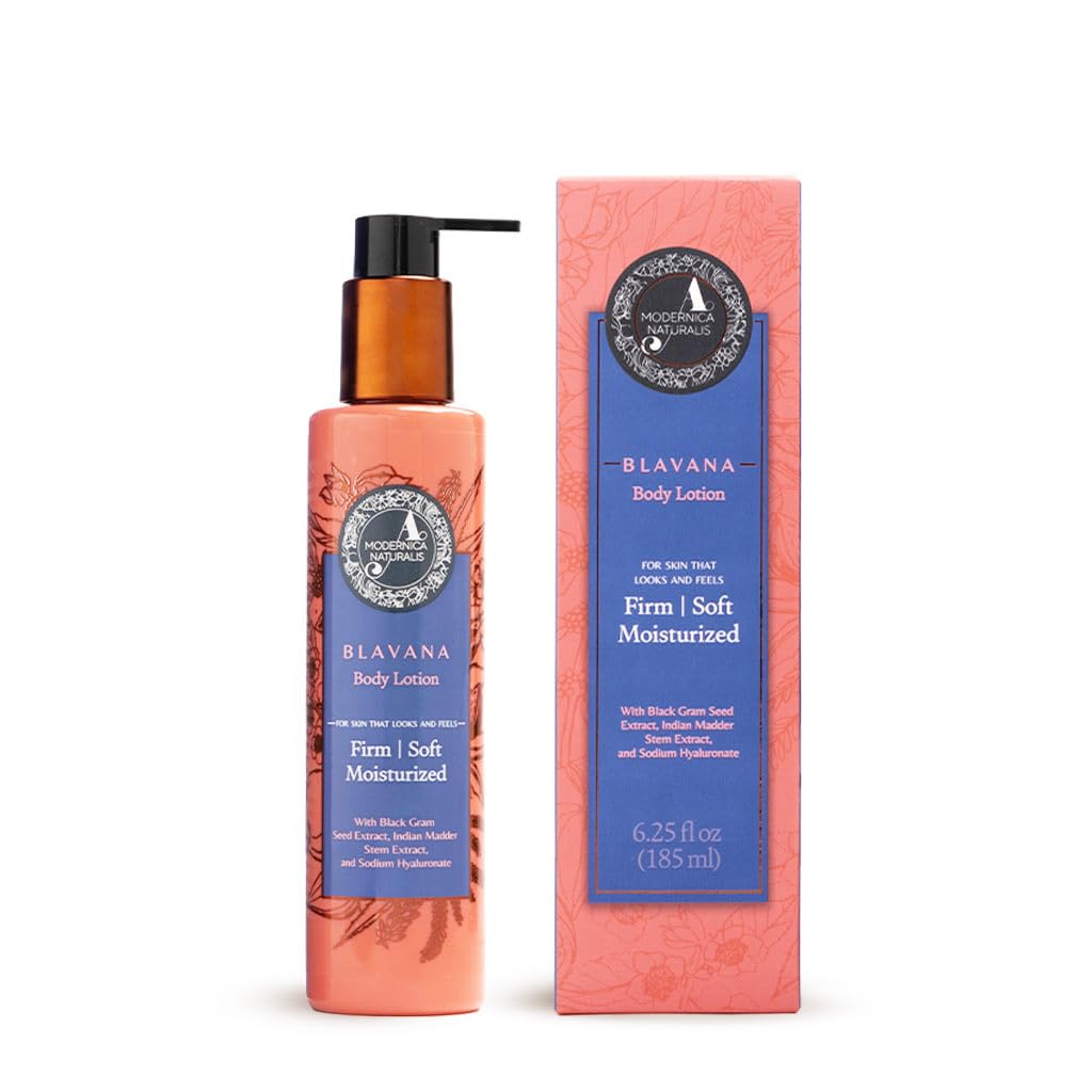 Blavana Body Lotion—Intensely Moisturizes Dry, Crepey Skin on the Neck, Arms, Thighs & Legs | Fast-Absorbing, Lightweight | Black Gram + Indian Madder + Sodium Hyaluronate + Glycerin | 6.25 fl. oz