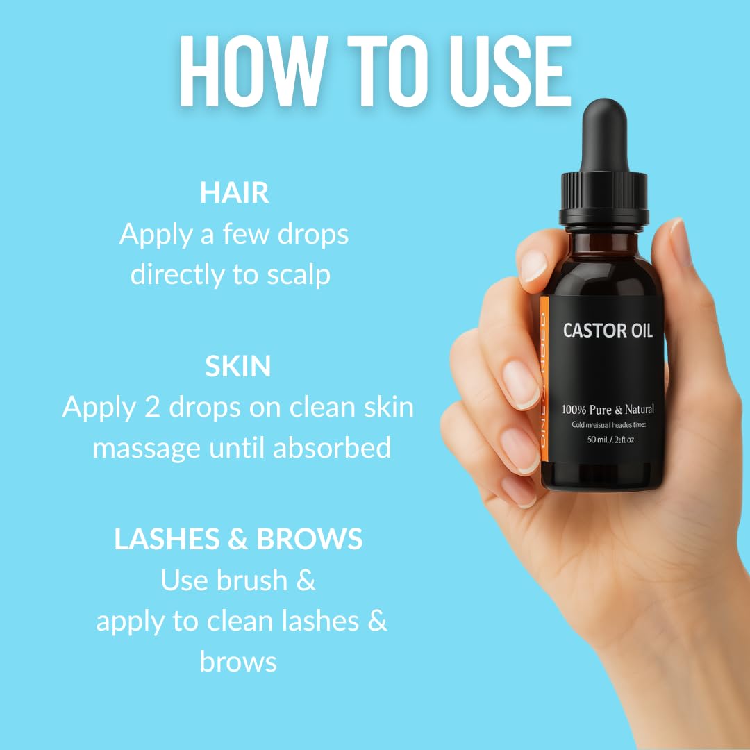 UNBLENDED Castor Oil 100% Pure, Cold-Pressed, Hexane-Free – Hair, Lashes, Brows & Skin – 60ml
