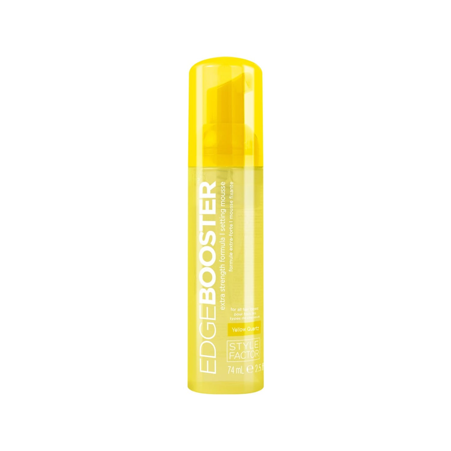 Style Factor EDGE BOOSTER Extra Strength Setting Mousse Travel Size – Frizz Control, Extra Volume, and Conditioning – 2.5oz Yellow Quartz Mousse for Curly Hair
