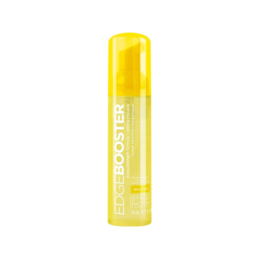 Style Factor EDGE BOOSTER Extra Strength Setting Mousse Travel Size – Frizz Control, Extra Volume, and Conditioning – 2.5oz Yellow Quartz Mousse for Curly Hair