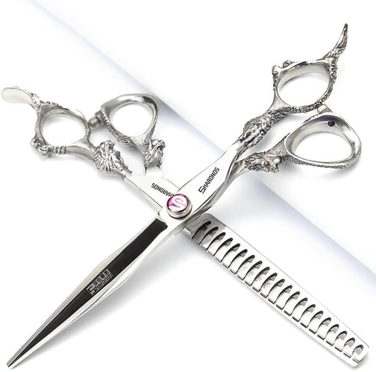 7/8-inch Personalized Scissors Salon Hairstyle Scissors Stainless Steel Hair Styling Tools (7 inch 2pc-D)