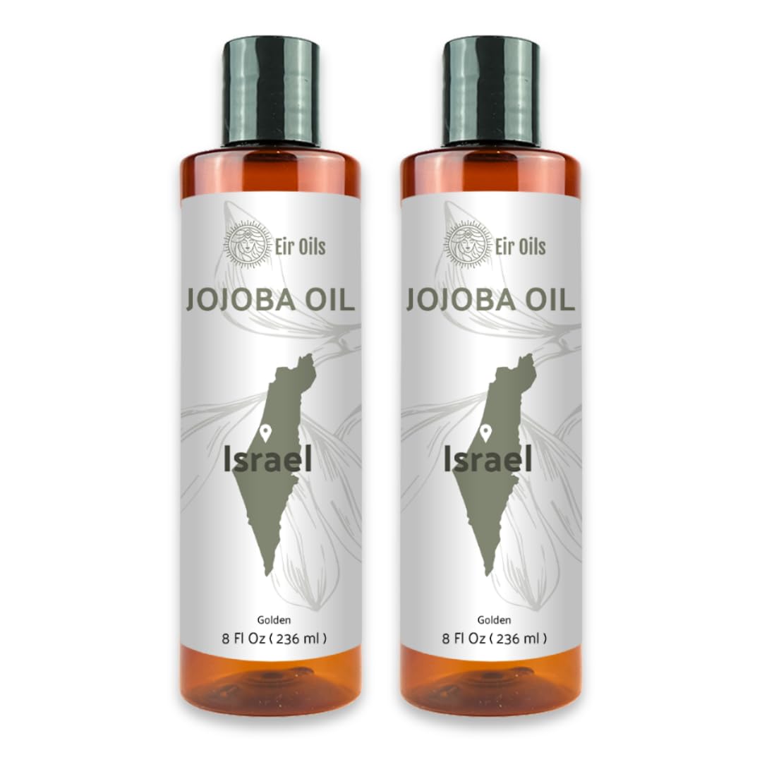 Jojoba Oil - Direct from EIR Oils' Farm in Israel - 100% Pure Carrier Oil for Hair, Face, and Skin - Hand-Picked, Cold-Pressed Carrier Oil (16oz)