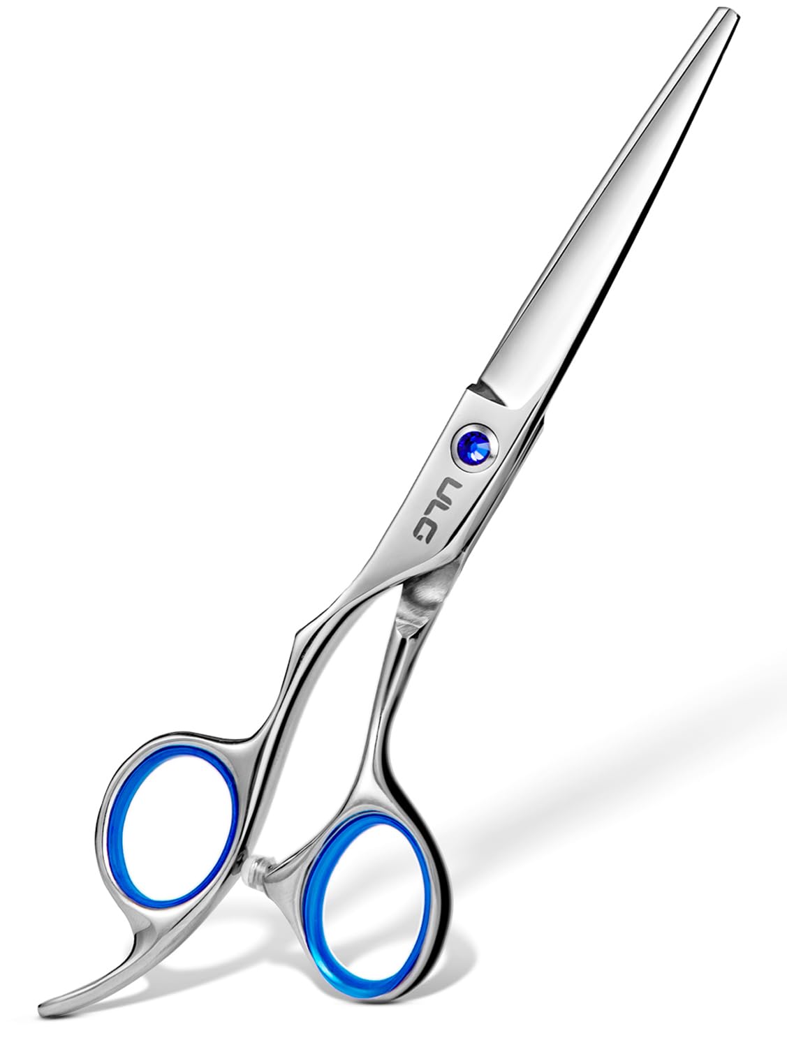 Hair Cutting Scissors for Left Hand, ULG Left-Handed Professional Hair Scissors 6.5-Inch Razor Edge Barber Shears for Salon and Home Hair Cutting Made of Japanese Stainless Steel, Blue Fingerhole Ring