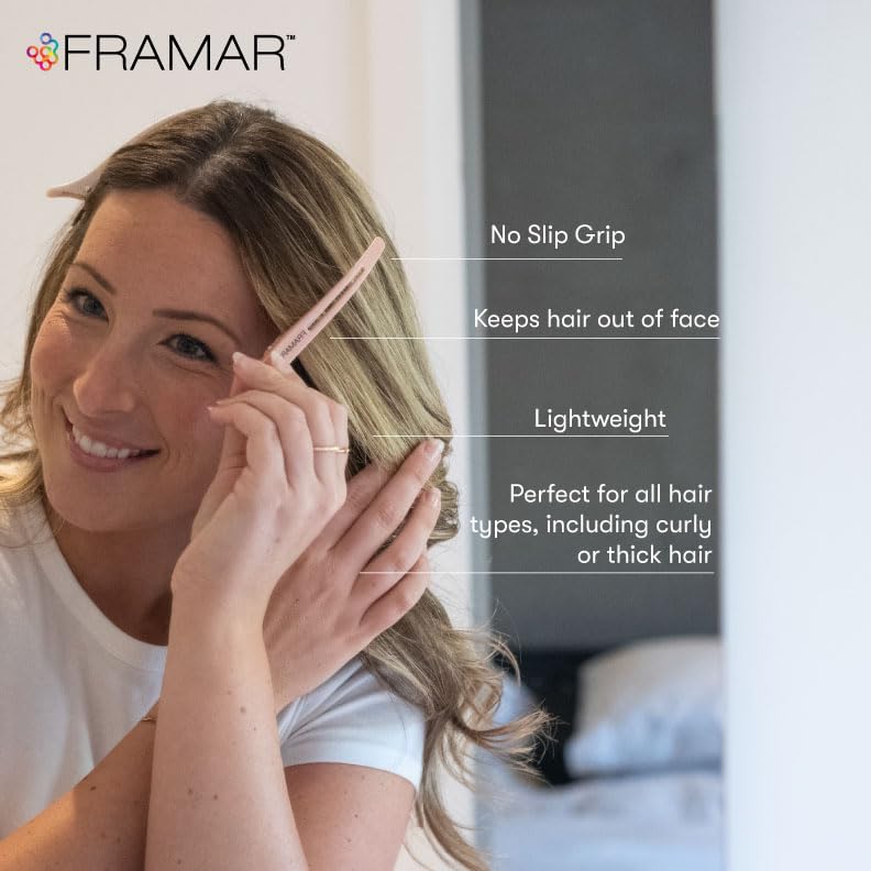 Framar Neutral Creaseless Hair Clips 10 pack – Professional Salon Hair Clips for Styling Sectioning, Hair Styling Clips, Hair Clip For Sectioning, Hair Sectioning Clips – Prevents Creases Or Dents
