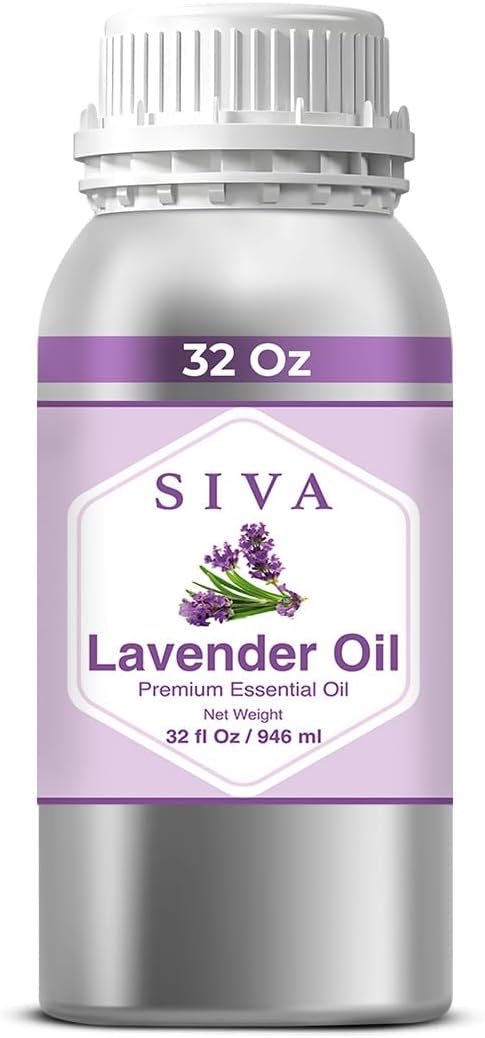 Siva Lavender Essential Oil – 32 Fl Oz – 100% Natural Lavender Oil - for Diffuser, Hair Care, Face, Skin Care, Aromatherapy, Scalp and Body Massage, Soap and Candle Making