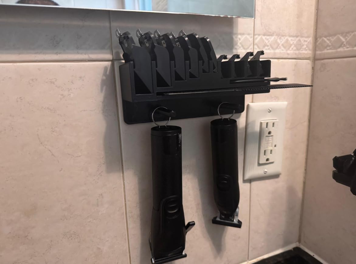 Wall mount for Novah Professional hair clippers，Can store multiple trimmer guards，Space-saving, Suitable for barber shops or beauty studios (black)