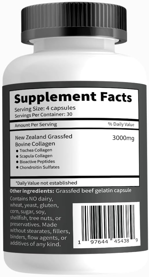 Primal Being Grassfed Beef Cartilage Collagen (Type I-V & XI)- Supports Hair, Skin, Nails, Joint Health, Immunity, Digestion, Post Exercise Recovery - 120 Capsules, 3000 mg per Serving