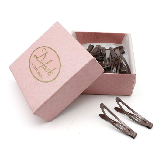 Dofash 12Pcs 6CM/2.36IN Brown Snap Clips Metal Slim Hair Clips Long Hair Barrettes Hair Accessories for Women Thick Hair