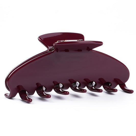 MAORULU Cute Claw Clip for Women – 4'' Large Acetate Hair Clips for Thick Thin Curly Long Hair, Durable Hair Clamps Non-slip Y2K Jaw Clip, Strong Hold, Stylish French Design (Wine Red)